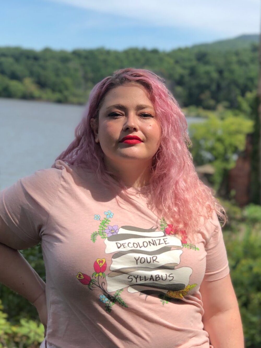 Decolonize Your Syllabus Pink T-Shirt Sz L